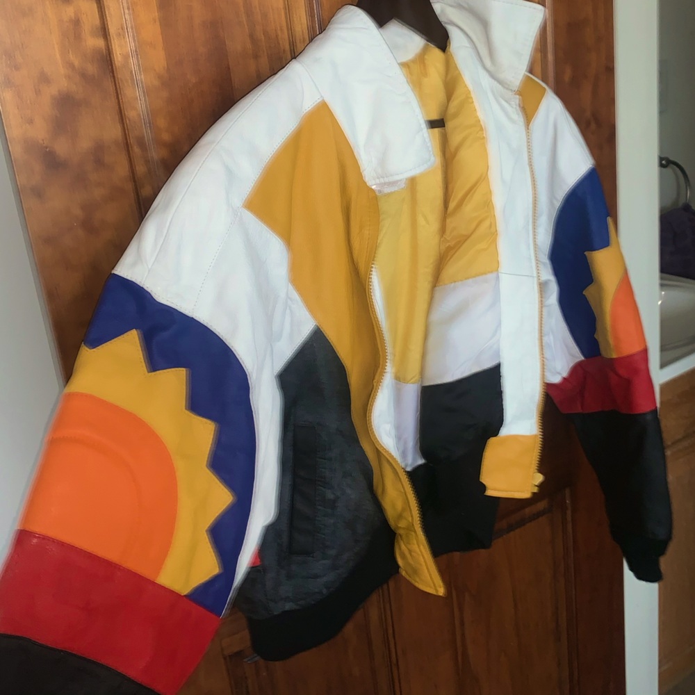 Vintage 80’s Leather Multicolor Jacket